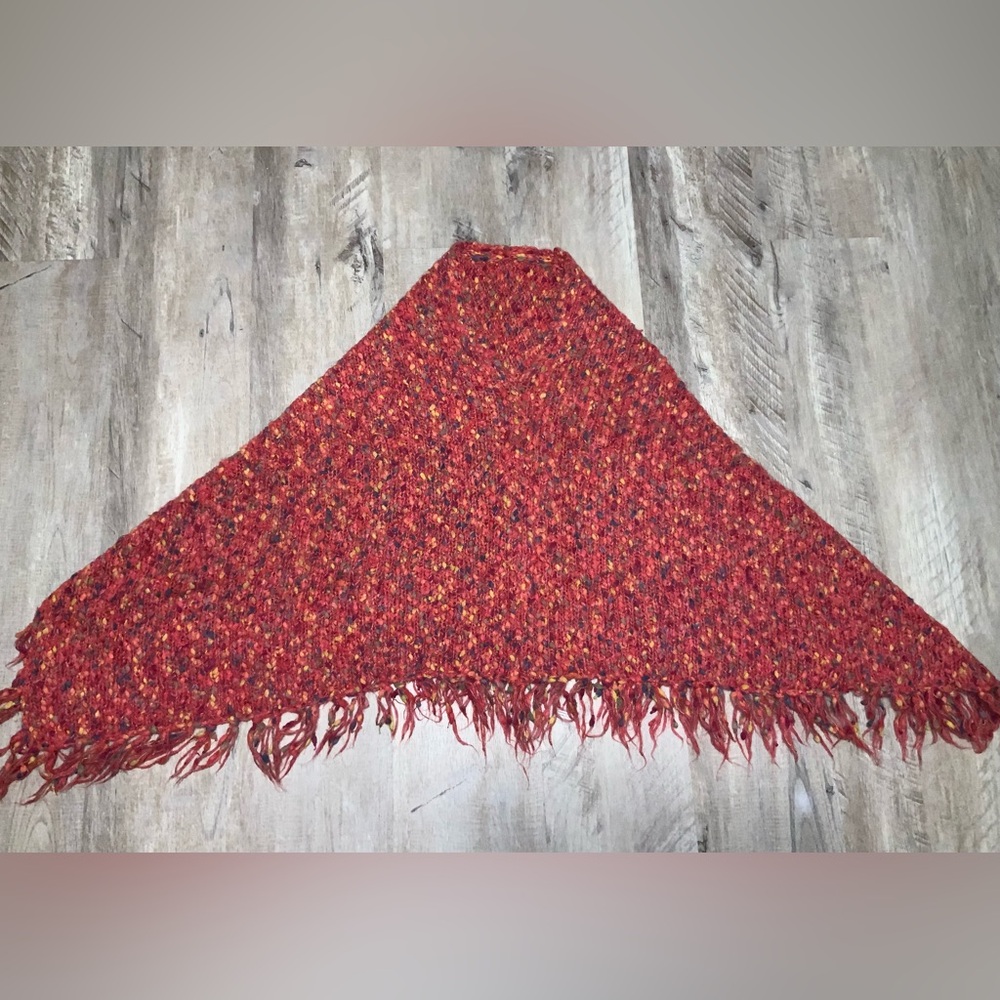 (Bin 7) CAbi Multicolor Knit Poncho with Fringe, Size OS